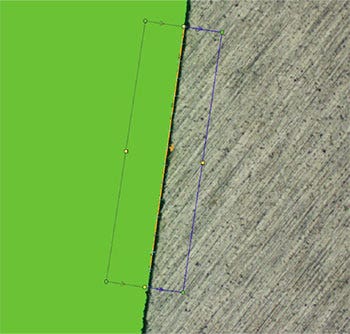 矩形で囲んだエリア内でサンプルと照明のコントラストが一番強い点がエッジと認識されます