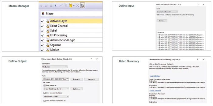 図2：記録したマクロプロセスを使用したバッチ解析のステップ