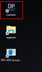 デスクトップにある、Cameraアイコンをダブルクリックし、DP2-AOUアプリケーションを起動します。
