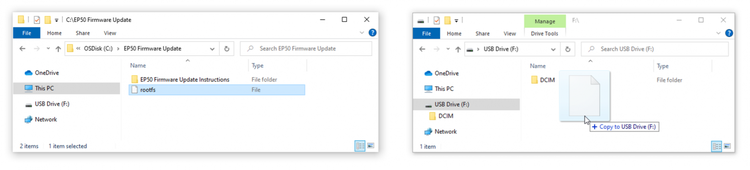 Copy the “rootfs” file to the root directory of the SD card