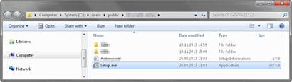 The file is uncompressed and the folder is opened. Double click on the file setup.exe in the folder