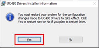 Yesボタンを押下するとDP2-AOUが自動的に再起動します