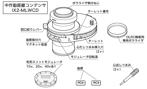 中作動距離コンデンサの各部名称