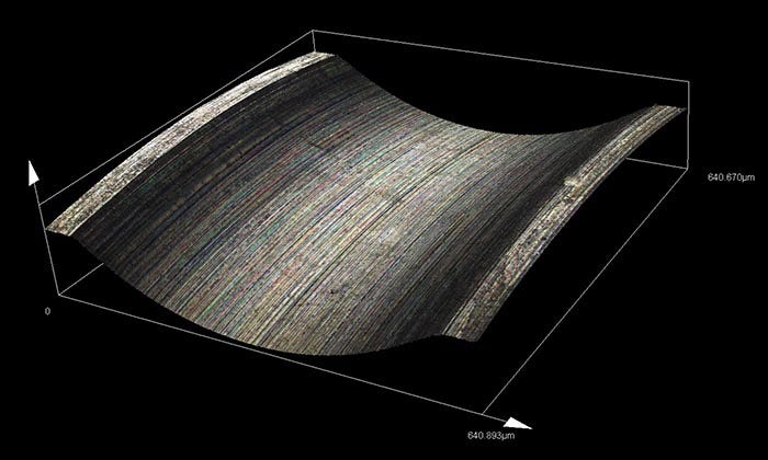 내부 링 궤도 부분의 컬러 이미지(배율: 4,674X)