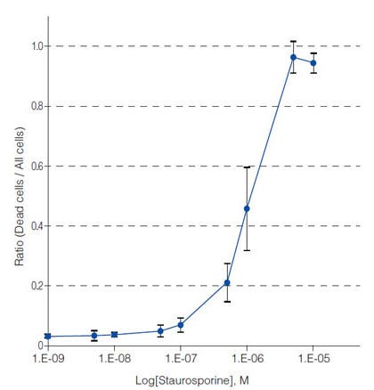 그림 2: STS concentration-dependent dead cells/all cells ratio in spheroids