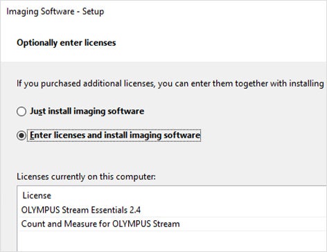 ‘Enter licenses and install imaging software’를 선택하고 ‘Next’를 클릭한 후