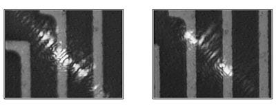 (b) 다중 스폿 방법을 사용하면 단차가 있어도 초점 위치가 변경되지 않고 측면으로 전환됩니다.