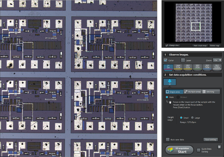 Intuitive software interface of the LEXT OLS5500 3D optical profilometer.