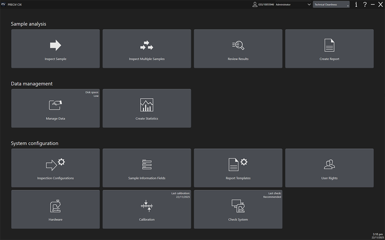 기술적 청정도 분석용 PRECiV CIX 소프트웨어