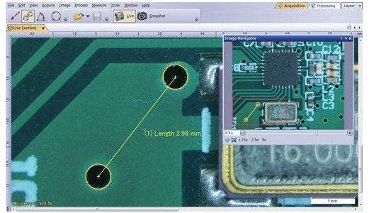 Fast measurements on a live image with just a few clicks of your mouse
