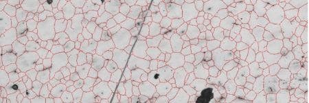 利用深度学习图像分析在金相试片中探测到的晶界