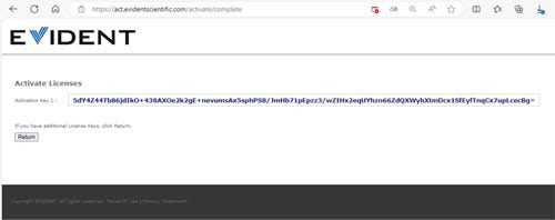 The activation key is displayed. Click the Save button to save the activation key. When the Save button is not displayed, copy the activation key and save it as text file using Notepad.