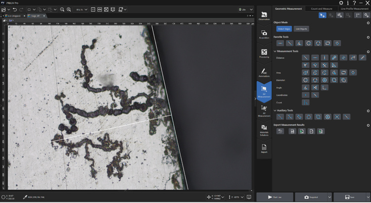 PRECiV软件用户界面中的测量工具