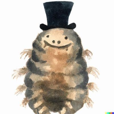 Water bear wearing a top hat