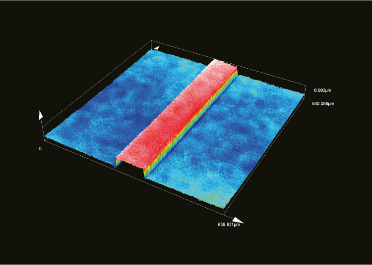 VLSI standard 80 nm height sample, captured with a LEXT 10X objective lens.